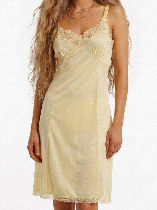 Philmaid Other - VTG 60s Embroidered Lace Slip Dress Chemise PHILMAID Pale Yellow 34